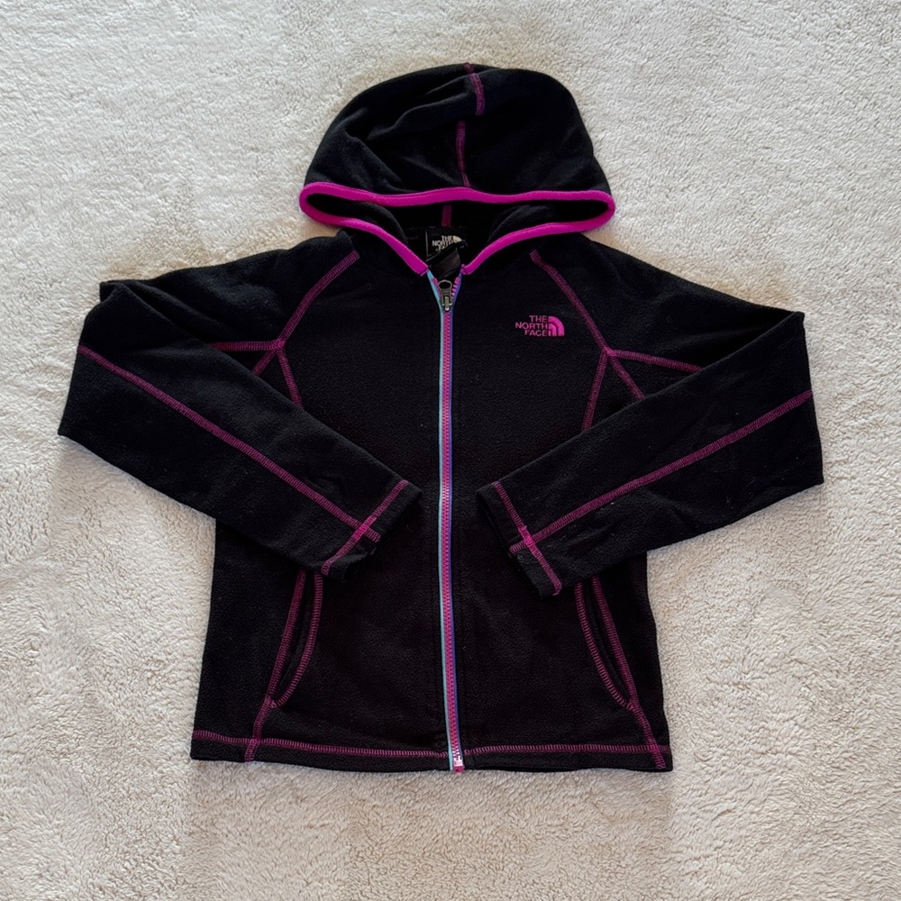 The North Face Kids Black Lightweight Fleece with Vibrant Pink Accents